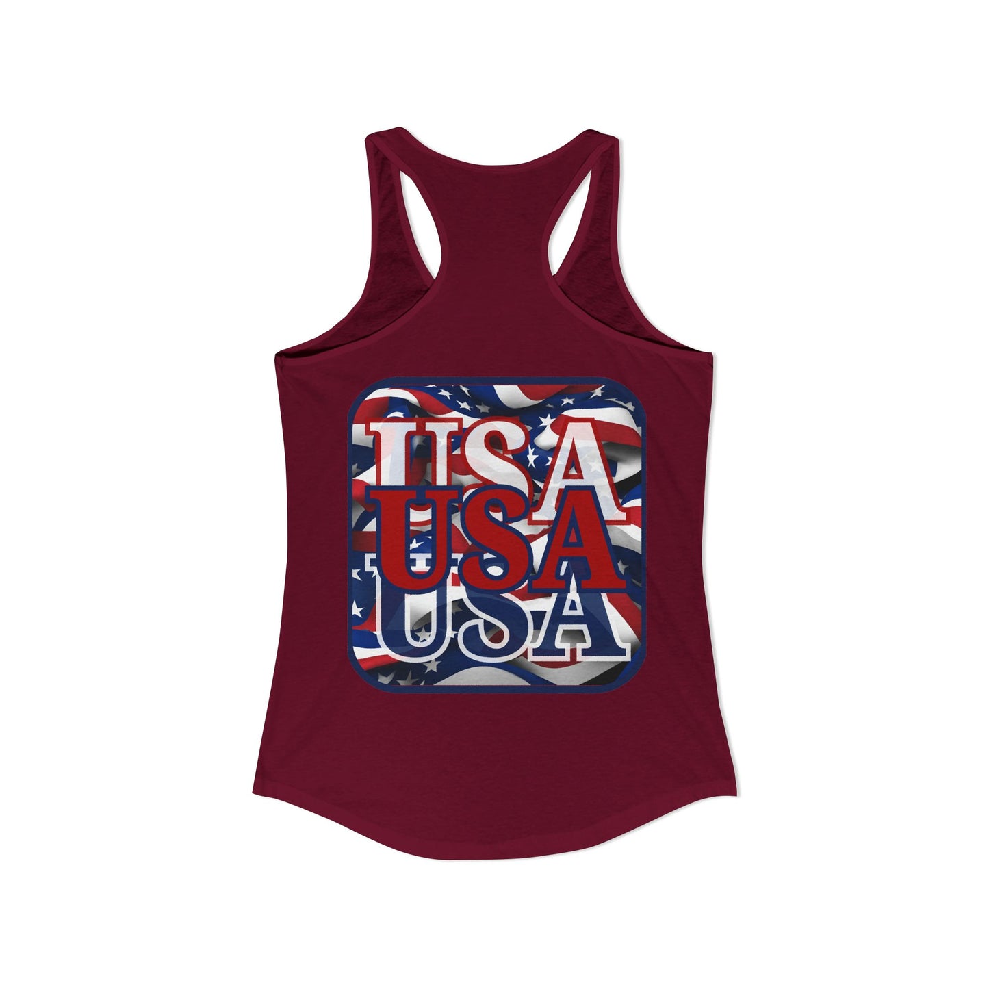 2-sided, RED White and Blue USA Patriot Women's Racerback Tank Top by theGreenDragonTavern.shop