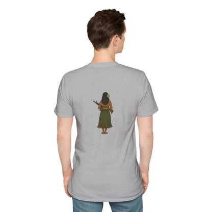2-sided, Hula Girl Packin' Heat Light colors Unisex T-Shirt by theGreenDragonTavern.shop