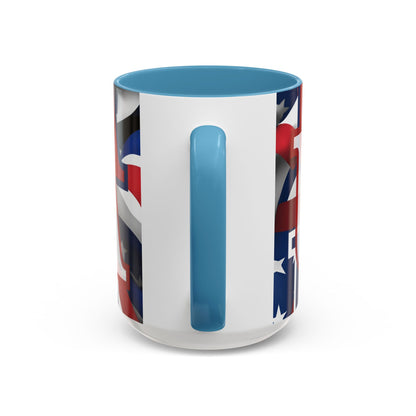 USA! USA! USA White font Patriot White Accent Mug by theGreenDragonTavern.shop