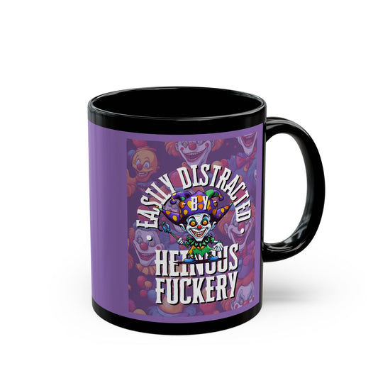 Easily Distracted by Heinous Fuckery Little Jinx Light Purple Mug by theGreenDragonTavern.shop