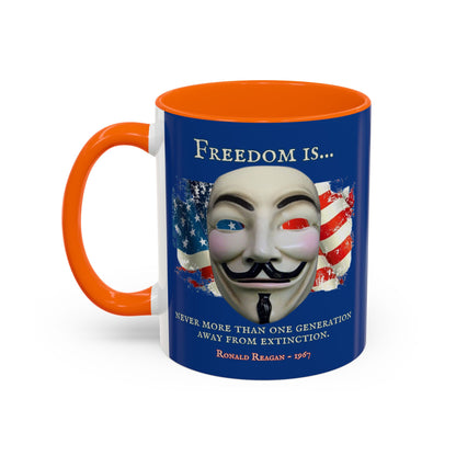Ronald Reagan Freedom Vendetta Blue Accent Mug by theGreenDragonTavern.shop