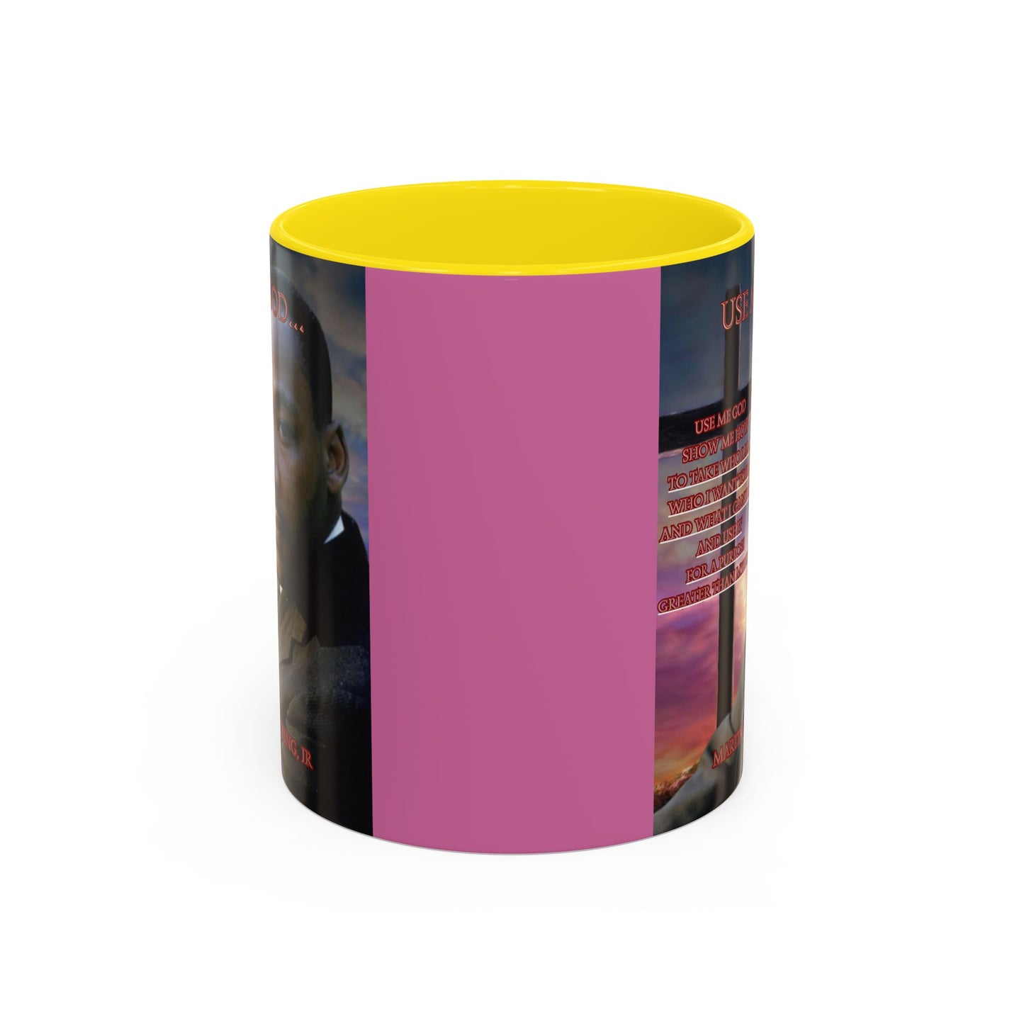 Use Me God, MLK Jr Pink Accent Mug by theGreenDragonTavern.shop