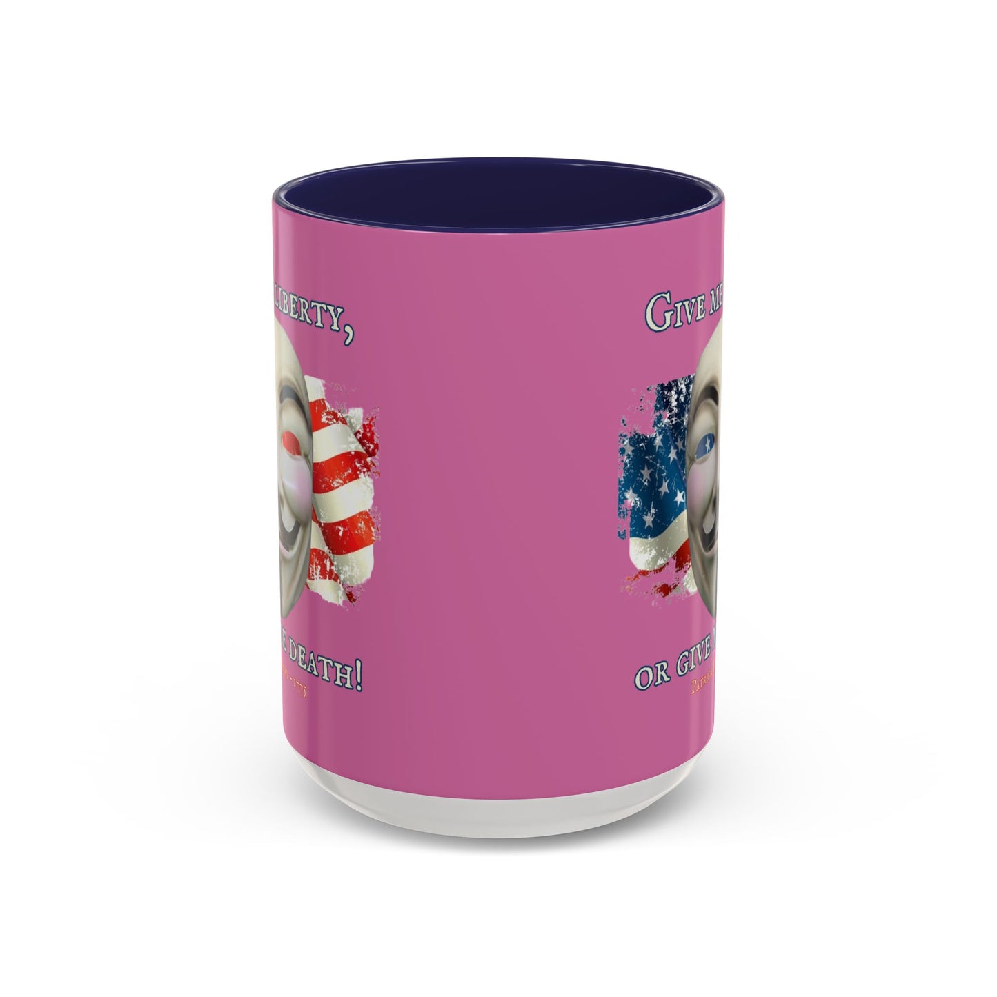 Vendetta, "Give me liberty, or give me death!" Pink Accent Mug by theGreenDragonTavern.shop