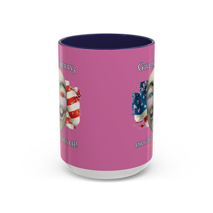 Vendetta, "Give me liberty, or give me death!" Pink Accent Mug by theGreenDragonTavern.shop