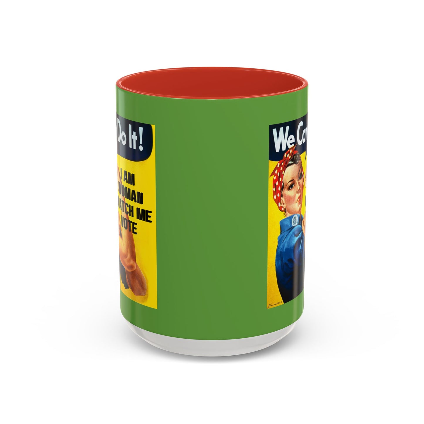 I Am Woman Watch Me Vote Rosie Green Accent Mug by theGreenDragonTavern.shop