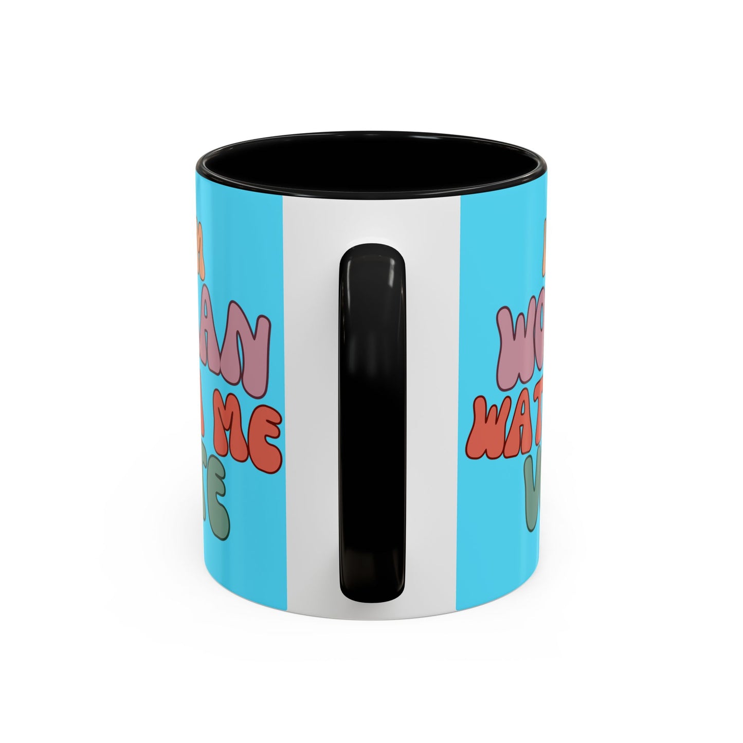 I Am Woman Watch Me Vote Light Blue Accent Mug by theGreenDragonTavern.shop
