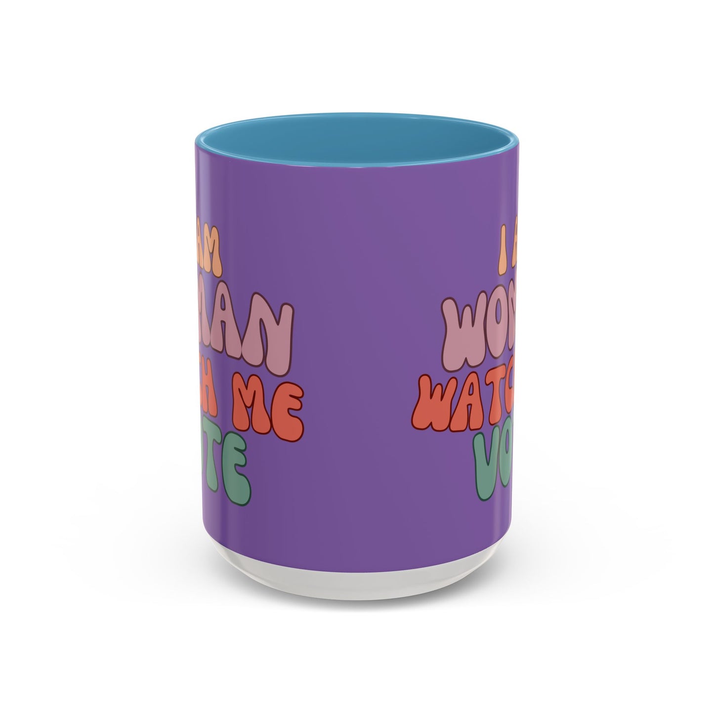 I Am Woman Watch Me Vote Light Purple Accent Mug by theGreenDragonTavern.shop