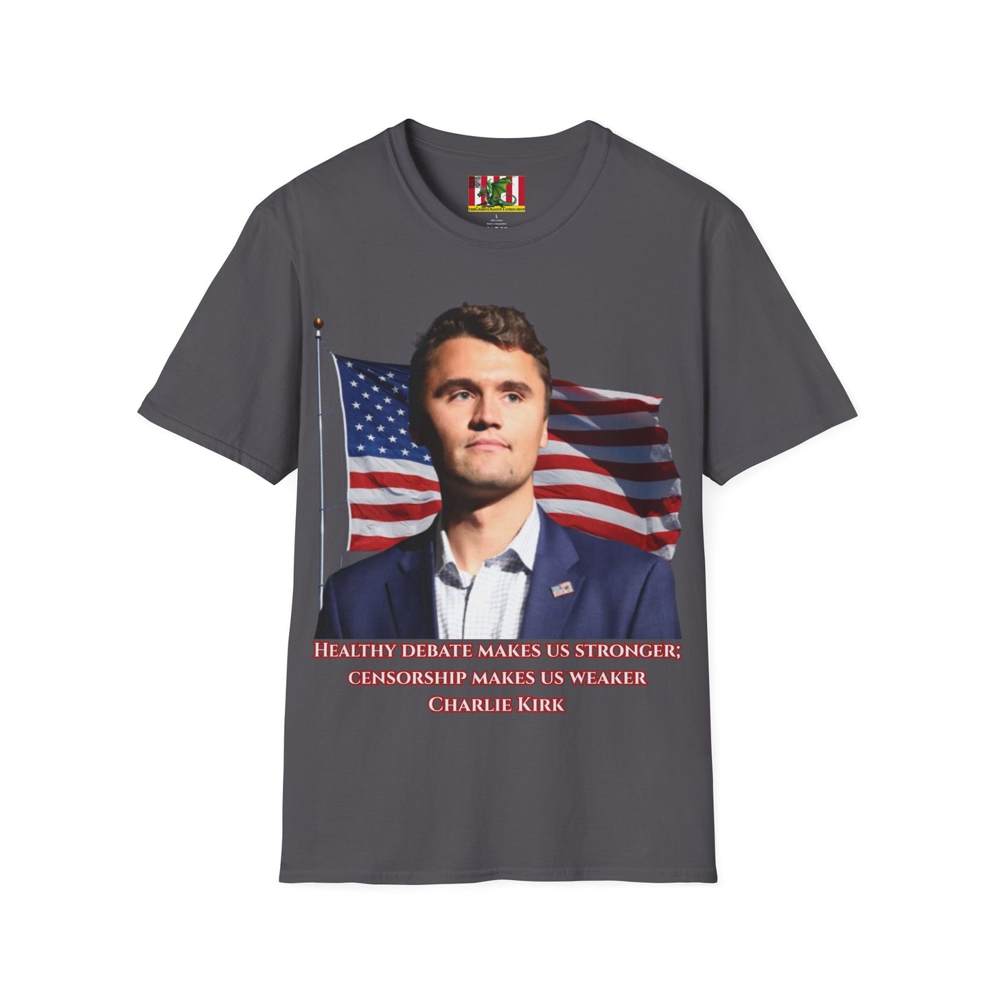 Charlie Kirk, Healthy Debate Dark colors Unisex T-Shirt by theGreenDragonTavern.shop
