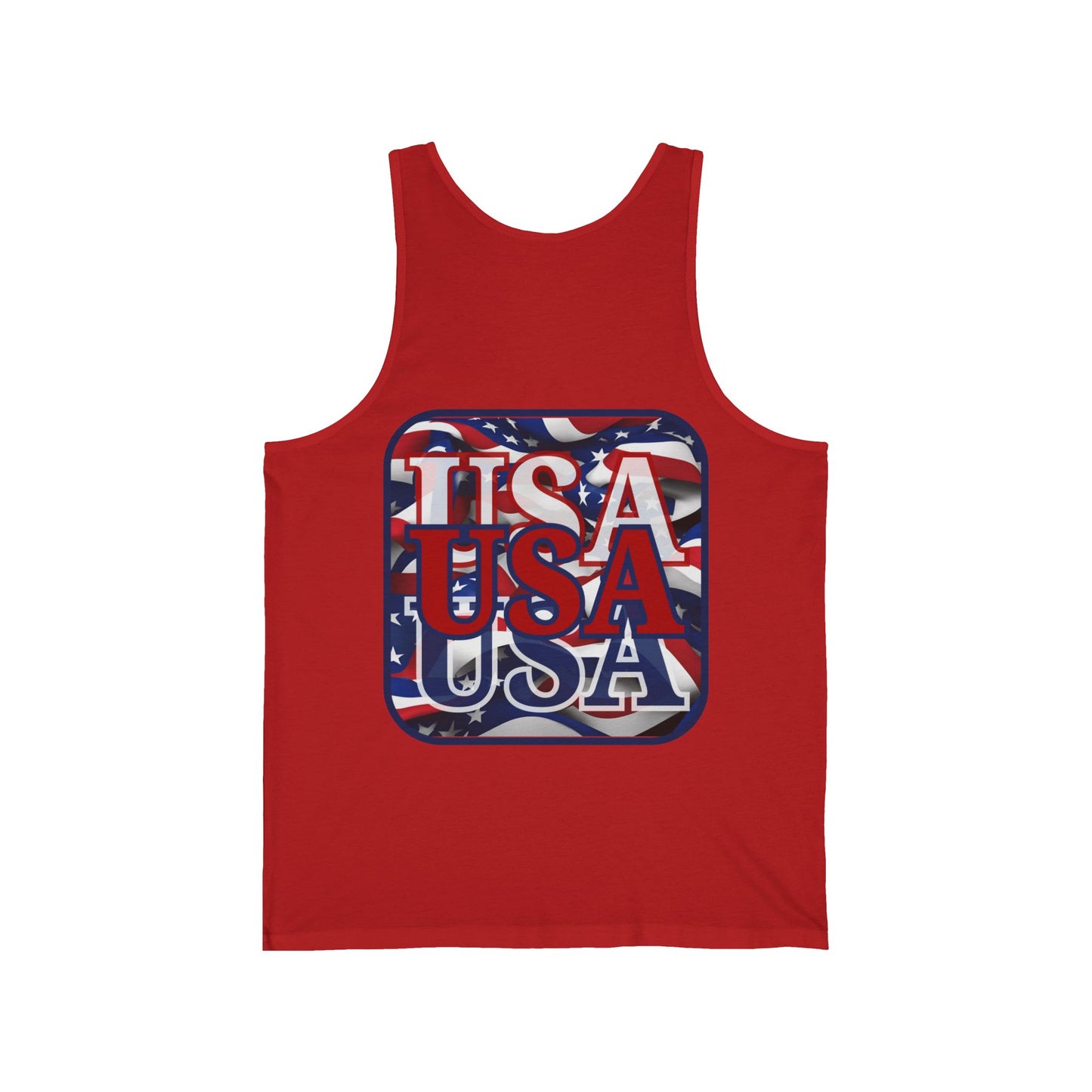 2-sided, RED White and Blue USA Patriot Unisex Jersey Tank Top by theGreenDragonTavern.shop