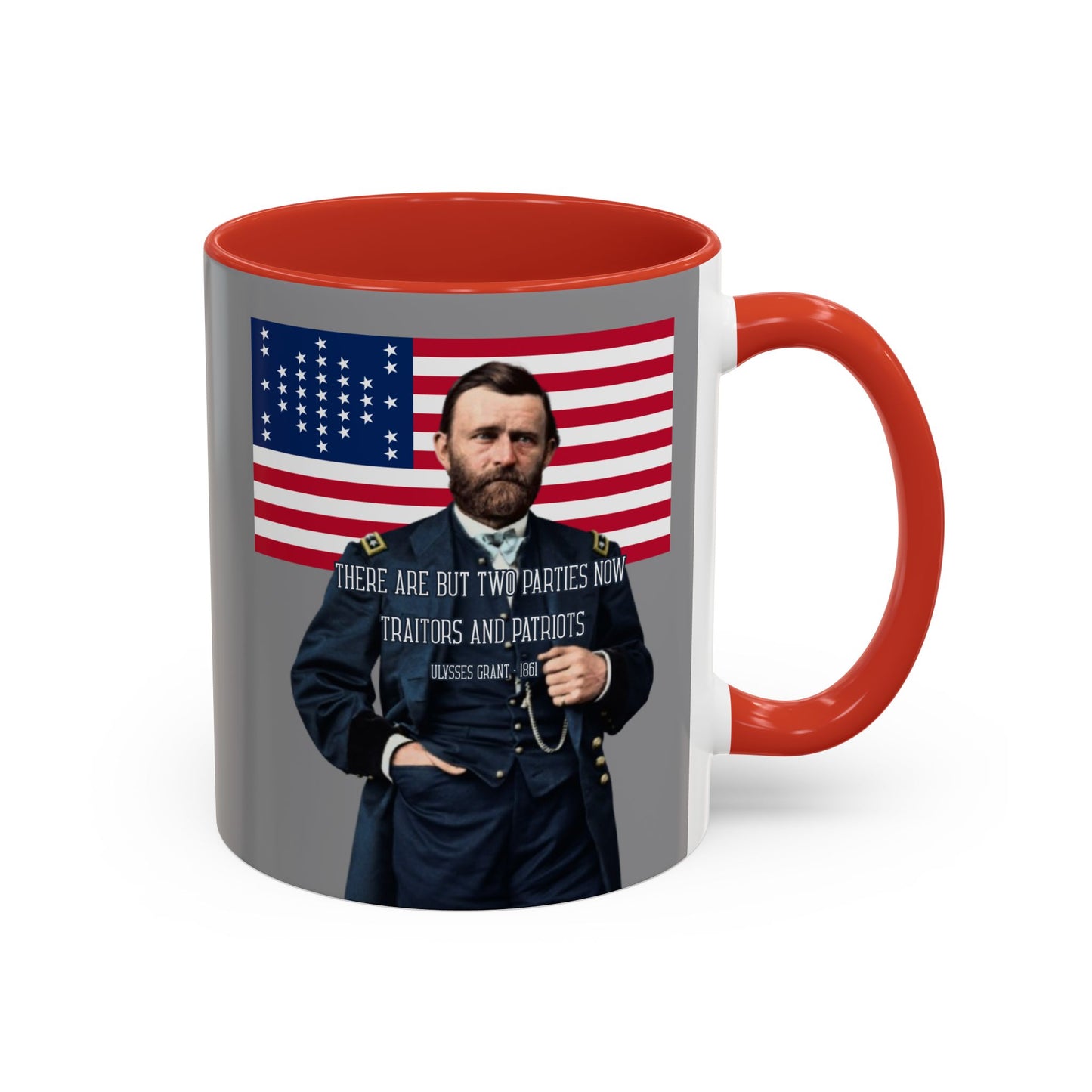 "Traitors and Patriots" Ulysses Grant Grey Accent Mug by theGreenDragonTavern.shop