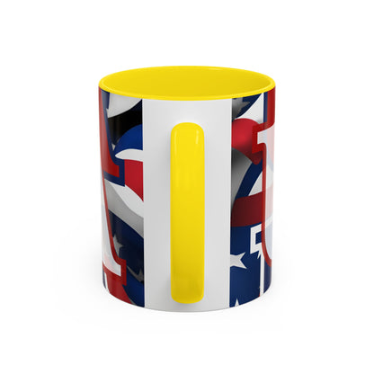 USA! USA! USA White font Patriot Blue Accent Mug by theGreenDragonTavern.shop