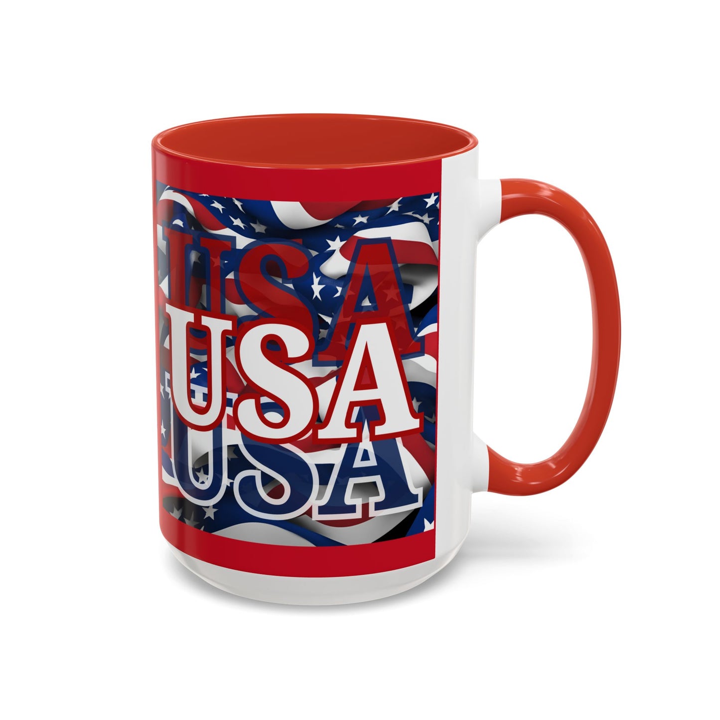 USA White font Center Patriot Red Accent Mug by theGreenDragonTavern.shop