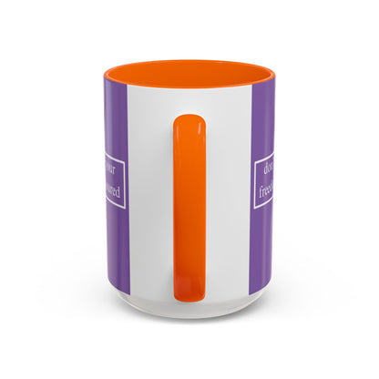 don't assume your freedoms are assured White font Light Purple Accent Mug by theGreenDragonTavern.shop