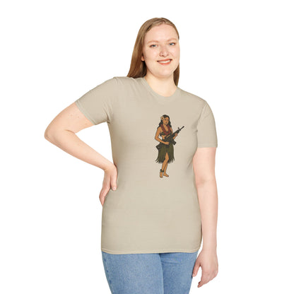 Hula Girl Packin' Heat Light colors Unisex T-Shirt by theGreenDragonTavern.shop