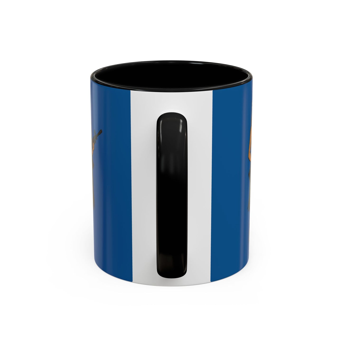 Hula Girl Packin' Heat Dark Blue Accent Mug by theGreenDragonTavern.shop