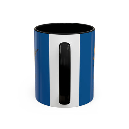 Hula Girl Packin' Heat Dark Blue Accent Mug by theGreenDragonTavern.shop