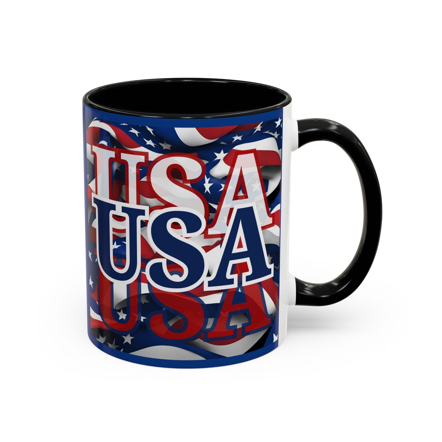 USA Blue font Center Patriot Blue Accent Mug by theGreenDragonTavern.shop