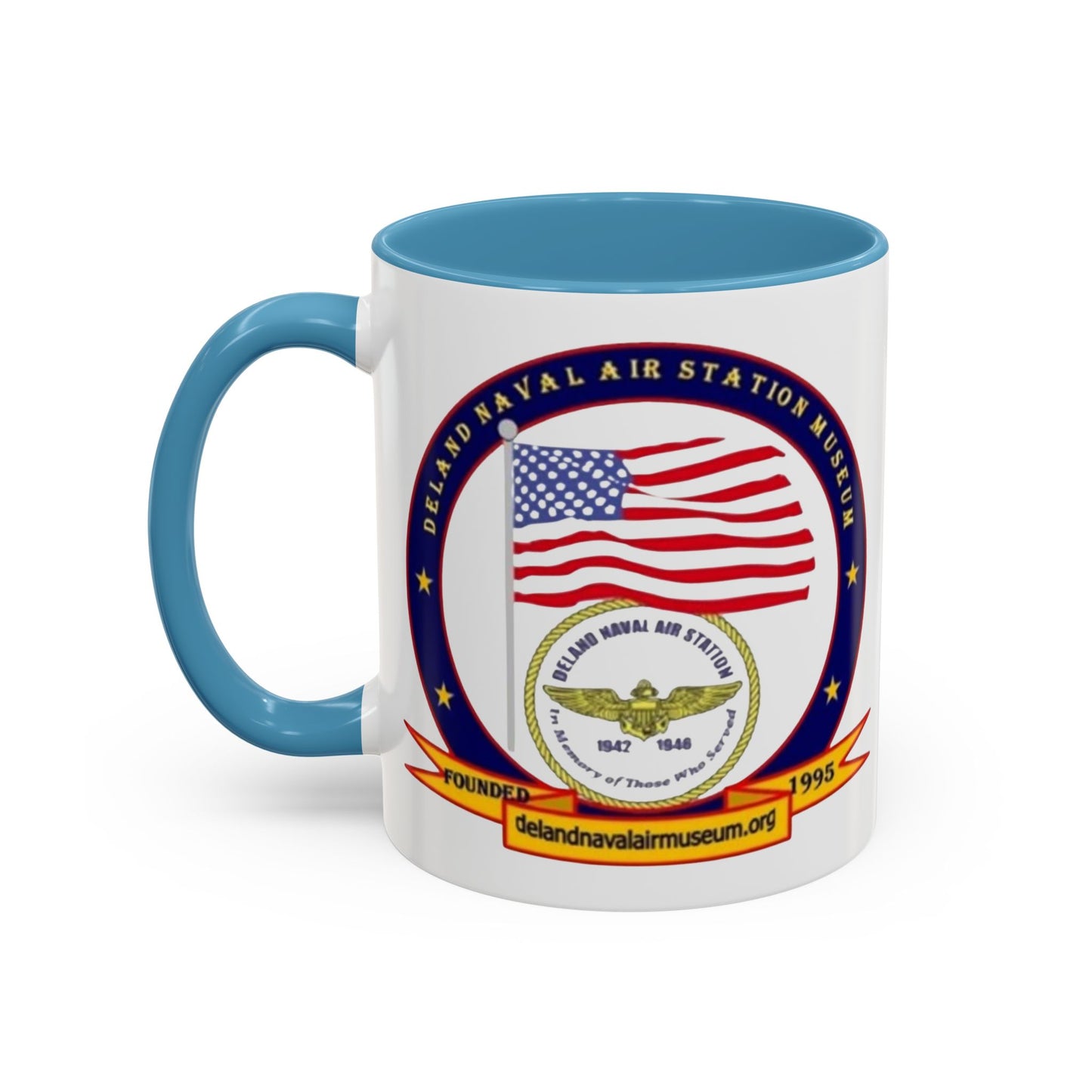 DeLand Naval Air Station Museum White Accent Mug by theGreenDragonTavern.shop