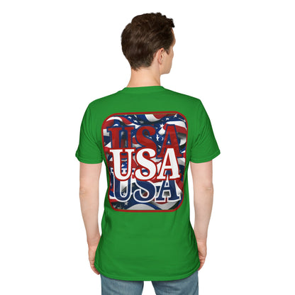 2-sided, Red WHITE and Blue USA Patriot Dark colors Unisex T-Shirt by theGreenDragonTavern.shop