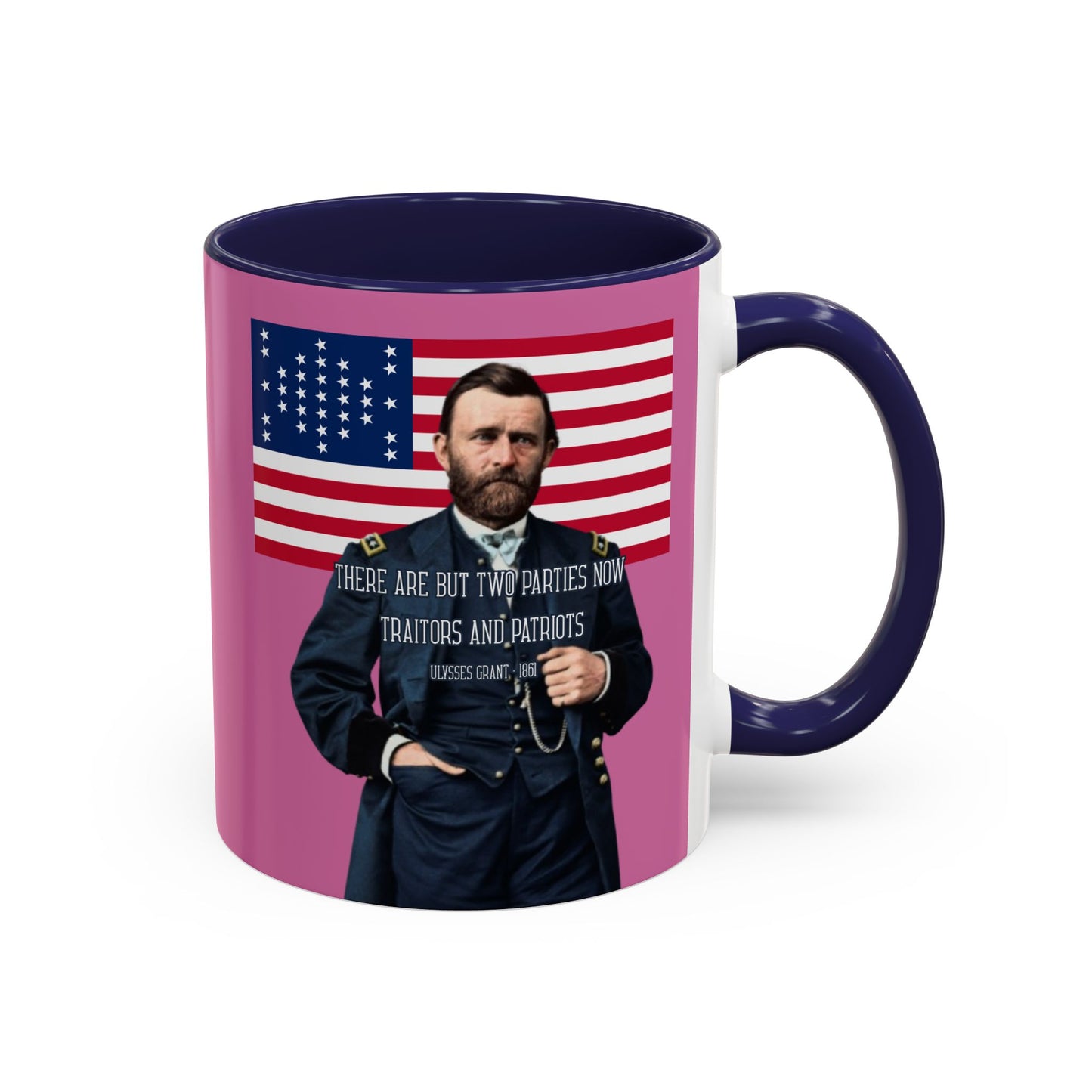 "Traitors and Patriots" Ulysses Grant Pink Accent Mug by theGreenDragonTavern.shop