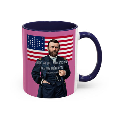 "Traitors and Patriots" Ulysses Grant Pink Accent Mug by theGreenDragonTavern.shop
