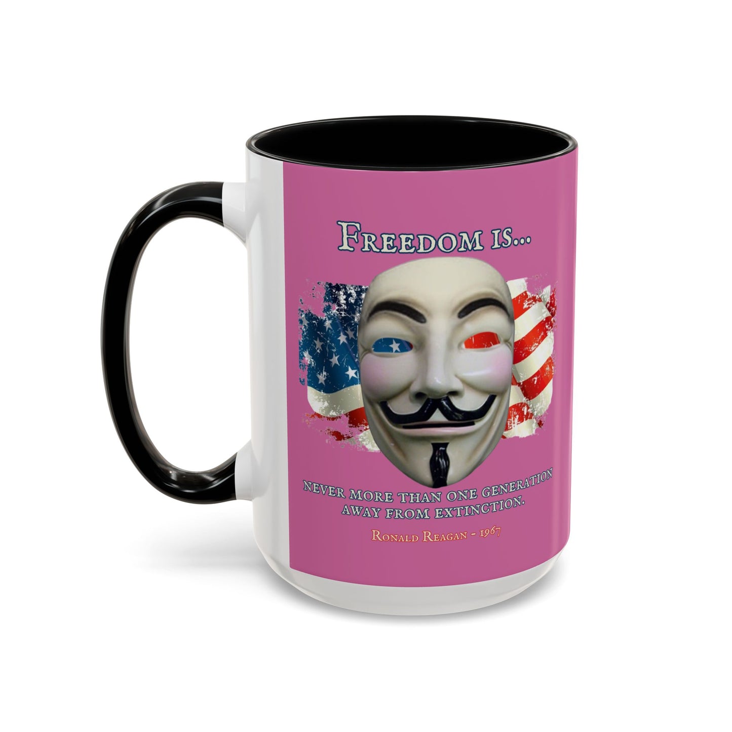 Ronald Reagan Freedom Vendetta Pink Accent Mug by theGreenDragonTavern.shop