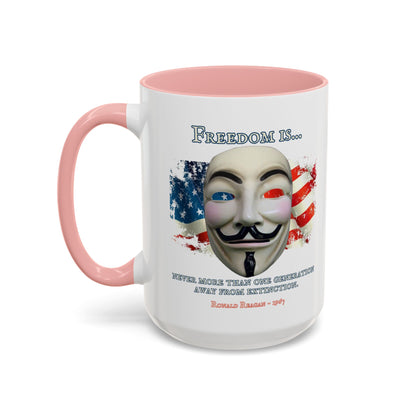 Ronald Reagan Freedom Vendetta White Accent Mug by theGreenDragonTavern.shop