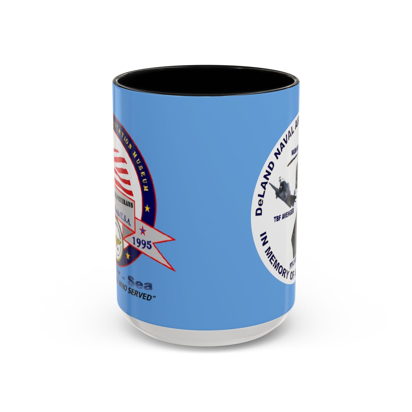 DNASM 2-sided, Founding & Student Art w/WhiteBG Light Blue Accent Mug by theGreenDragonTavern.shop