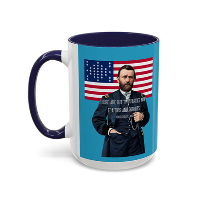"Traitors and Patriots" Ulysses Grant Turquoise Accent Mug by theGreenDragonTavern.shop