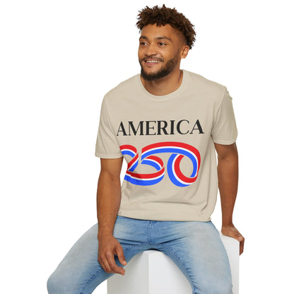 America 250 Black font, Light colors, Unisex T-Shirt by theGreenDragonTavern.shop