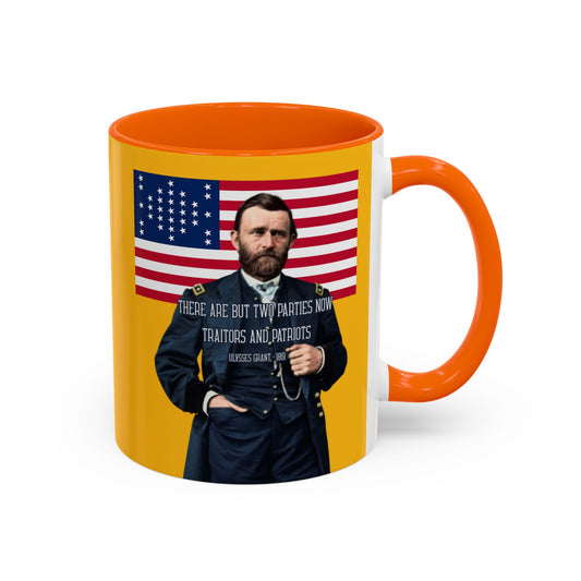 "Traitors and Patriots" Ulysses Grant Yellow Accent Mug by theGreenDragonTavern.shop