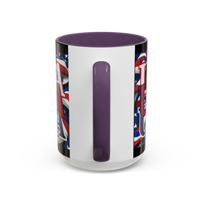 USA Red font Center Patriot Black Accent Mug by theGreenDragonTavern.shop