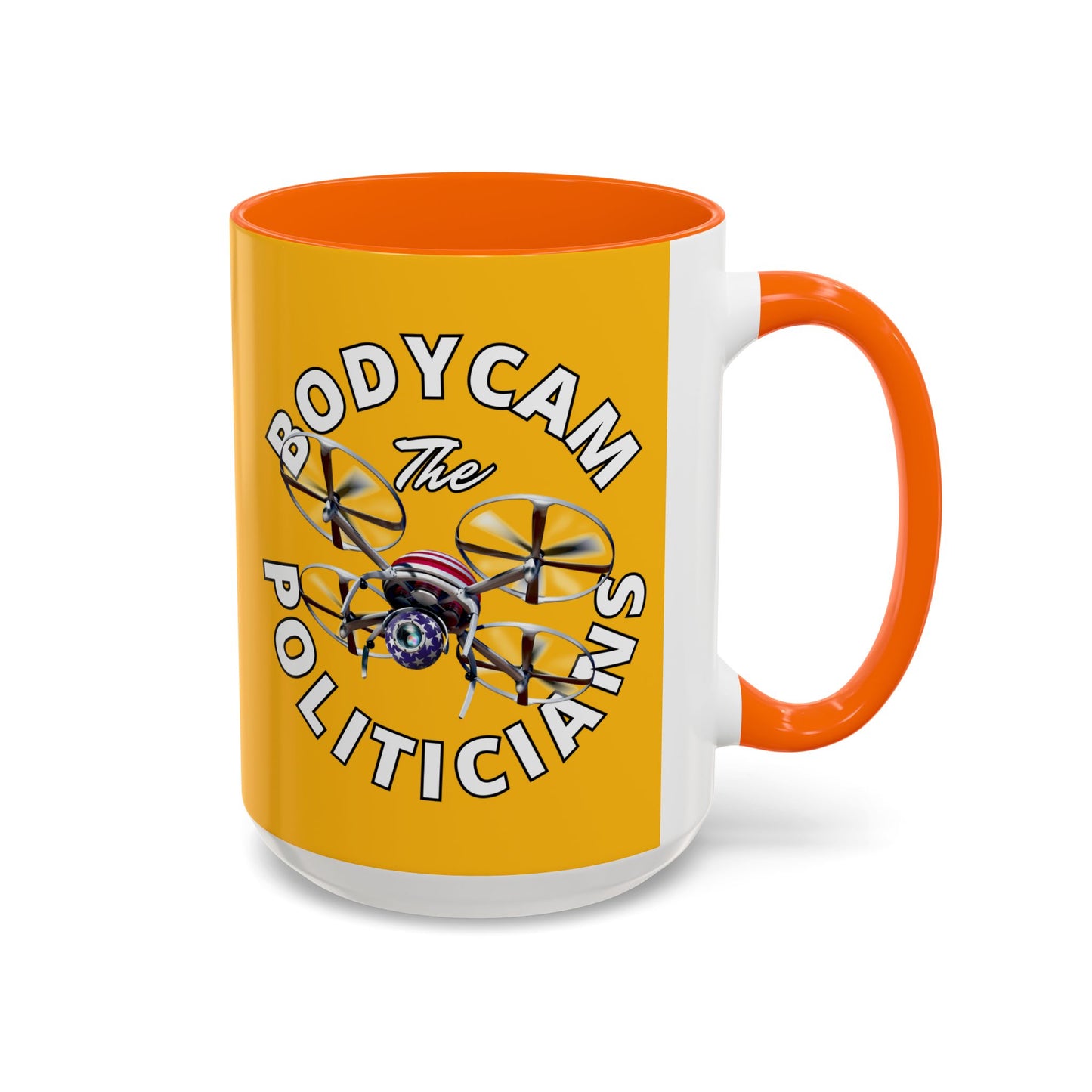 Bodycam the Politicians Drone Yellow Accent Mug by theGreenDragonTavern.shop
