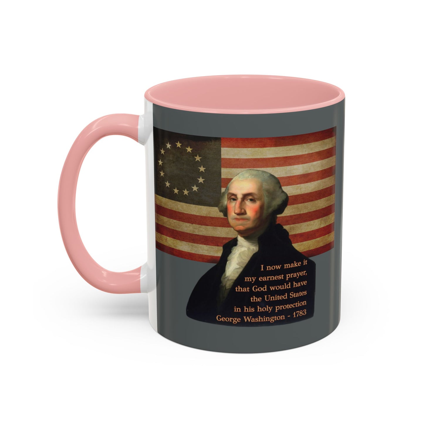 Washington's Earnest Prayer Grey Accent Mug by theGreenDragonTavern.shop