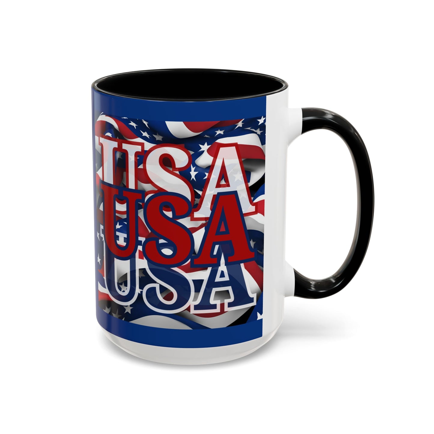 USA Red font Center Patriot Blue Accent Mug by theGreenDragonTavern.shop