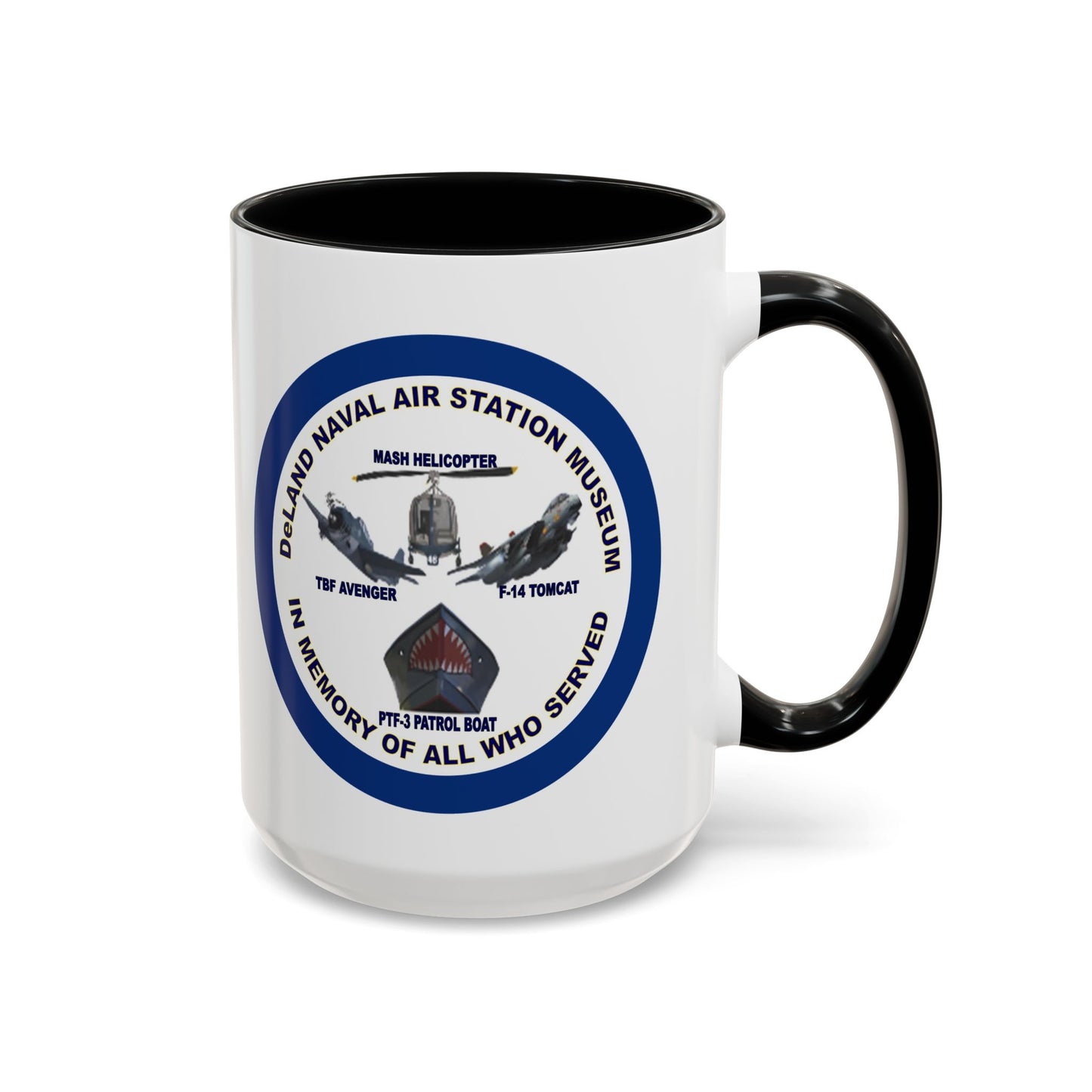 DNASM 2-sided, Founding & Student Art w/Navy Ring White Accent Mug by theGreenDragonTavern.shop