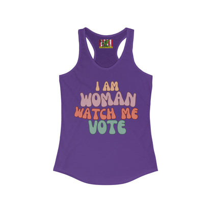 2-sided, I Am Woman Watch Me Vote Women's Racerback Tank Top by theGreenDragonTavern.shop