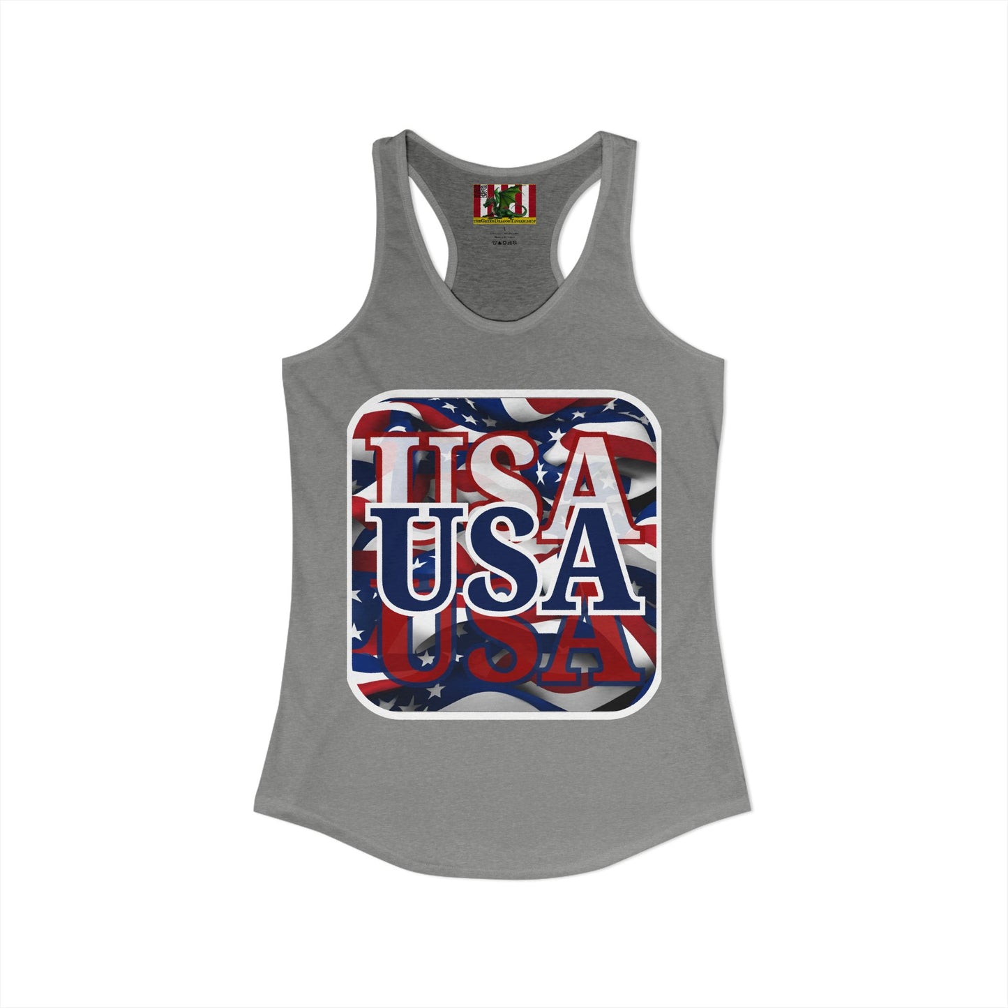 Red White and BLUE USA Patriot Women's Racerback Tank Top by theGreenDragonTavern.shop