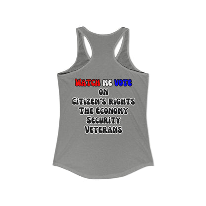 2-sided, I Am Woman Watch Me Vote Women's Racerback Tank Top by theGreenDragonTavern.shop