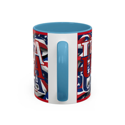 USA Red font Center Patriot Red Accent Mug by theGreenDragonTavern.shop
