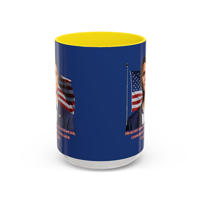 Charlie Kirk, Healthy Debate Blue Accent Mug by theGreenDragonTavern.shop