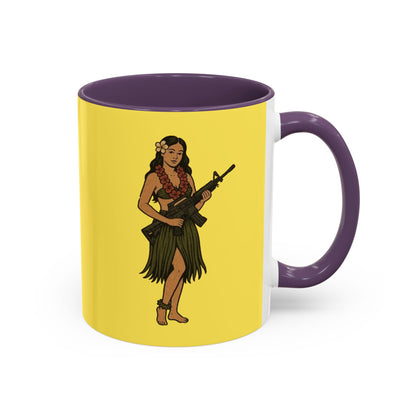 Hula Girl Packin' Heat Pineapple Accent Mug by theGreenDragonTavern.shop
