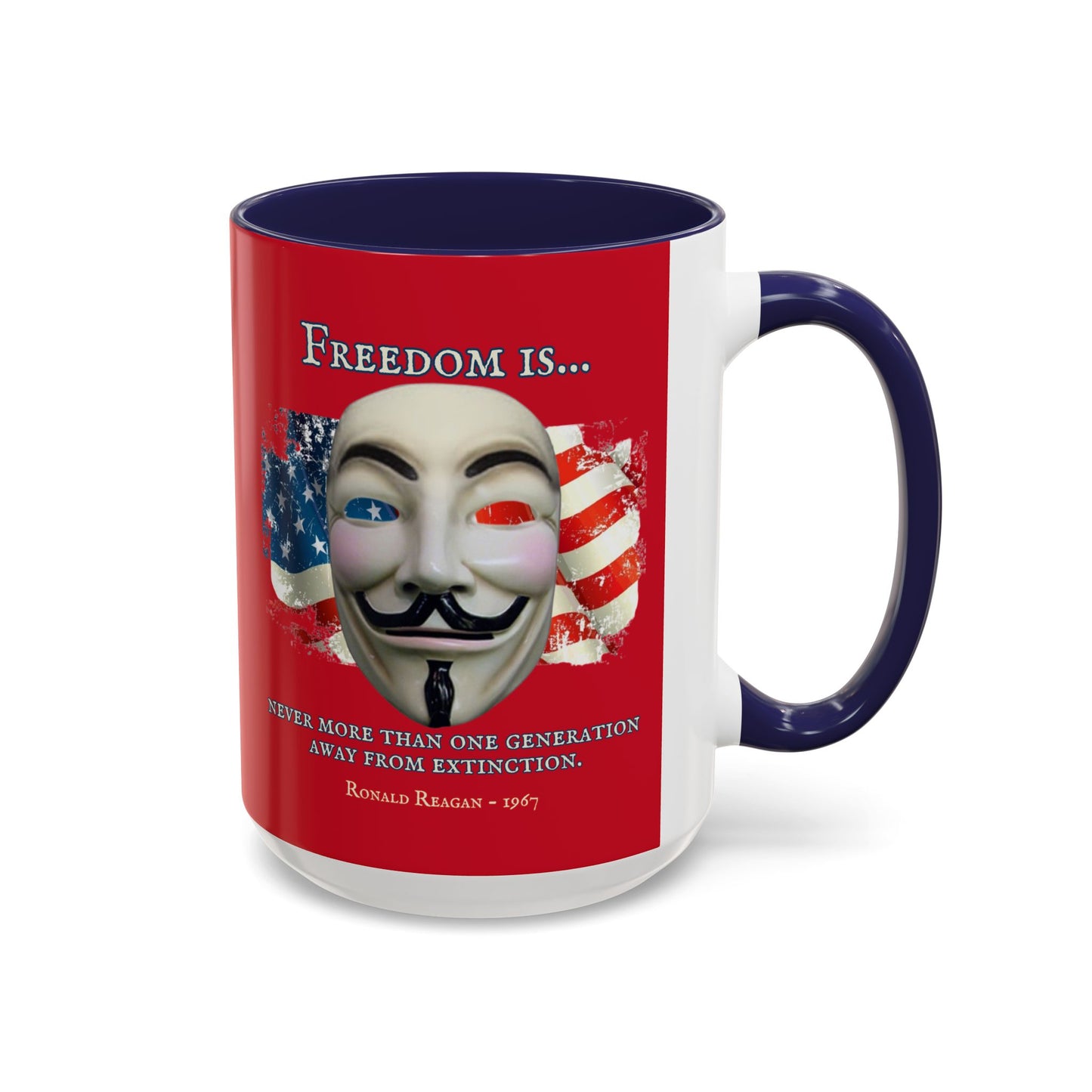 Ronald Reagan Freedom Vendetta Red Accent Mug by theGreenDragonTavern.shop