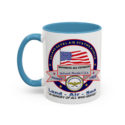 DNASM 2-sided, Founding & Student Art w/Navy Ring White Accent Mug by theGreenDragonTavern.shop