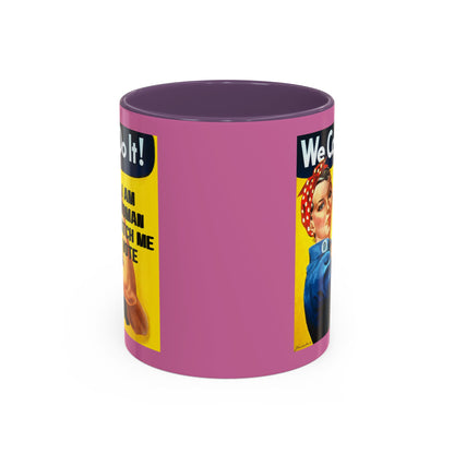 I Am Woman Watch Me Vote Rosie Pink Accent Mug by theGreenDragonTavern.shop