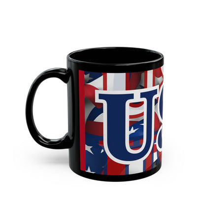 USA! USA! USA Blue font Patriot Red Mug by theGreenDragonTavern.shop