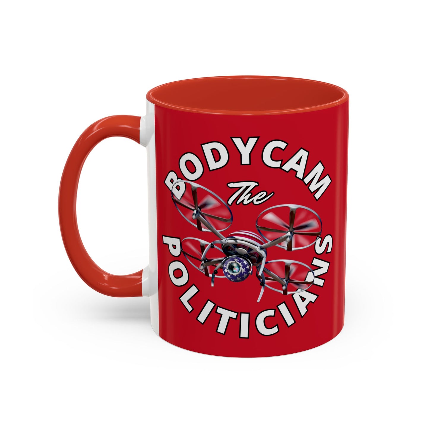 Bodycam the Politicians Drone Red Accent Mug by theGreenDragonTavern.shop