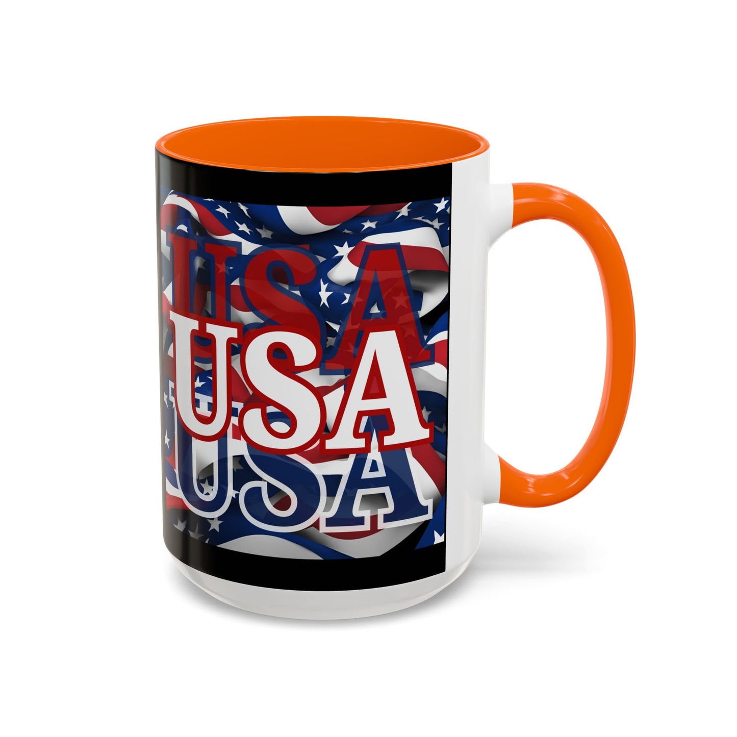 USA White font Center Patriot Black Accent Mug by theGreenDragonTavern.shop