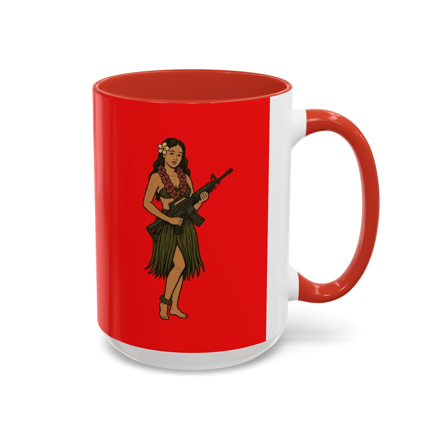 Hula Girl Packin' Heat Red Accent Mug by theGreenDragonTavern.shop