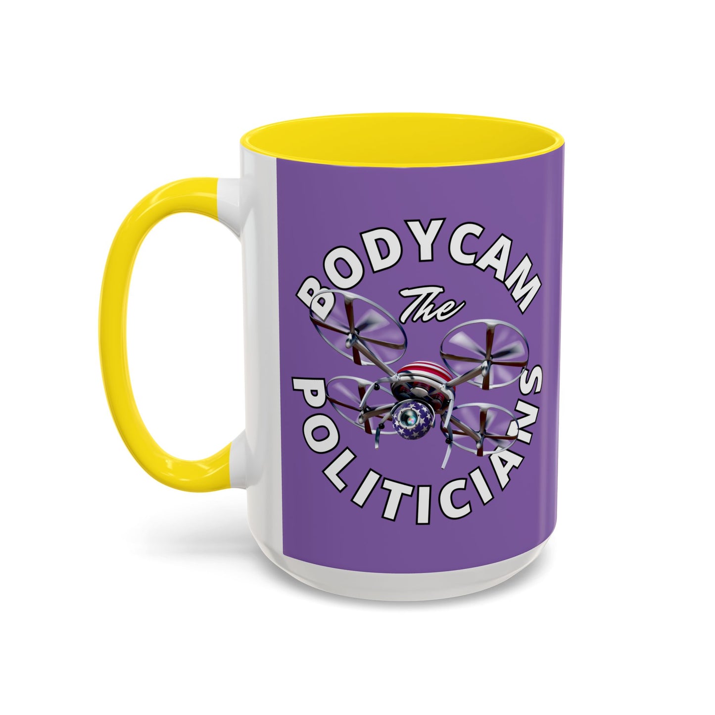 Bodycam the Politicians Drone Light Purple Accent Mug by theGreenDragonTavern.shop